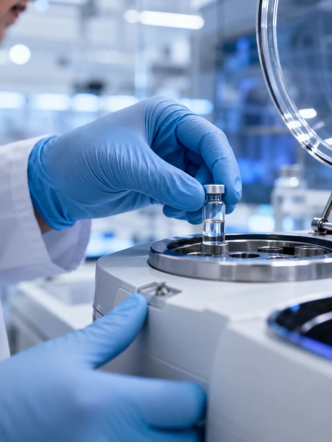 Precision pipetting in a peptide research laboratory